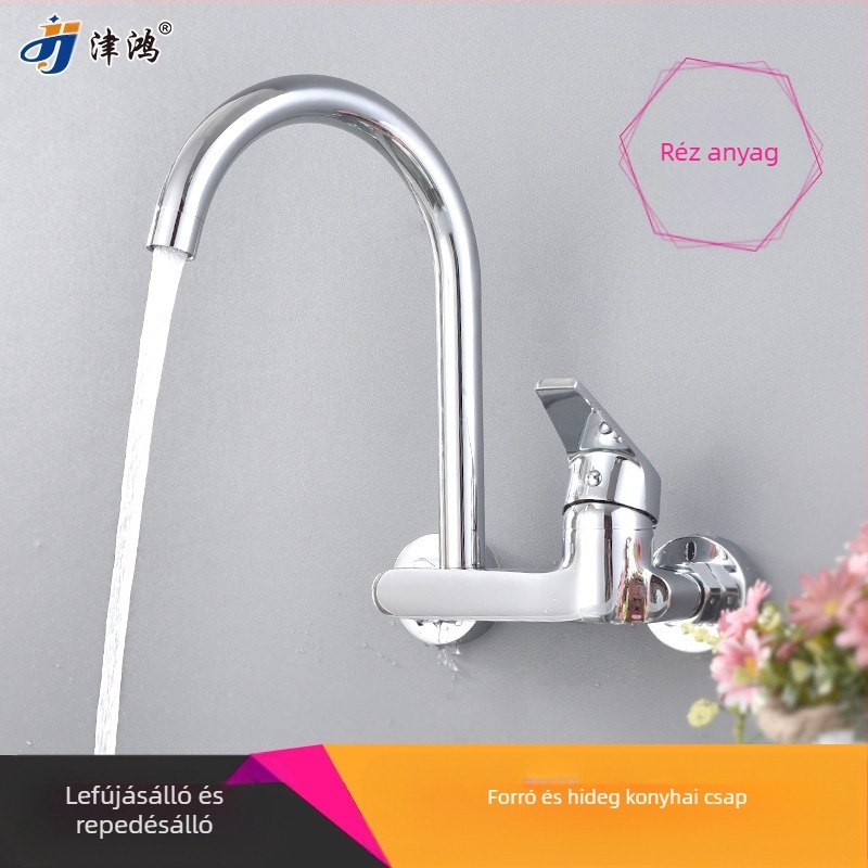 Konyhai falra szerelhető csaptelep, réz, JH-2093 modell, forgatható, kerámiabetétes szelep, telepítés típusa: ülő