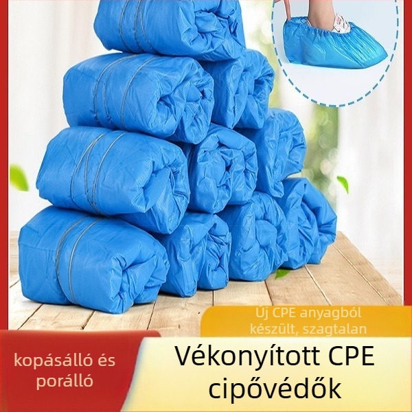 Egyszer használatos vastagított cipővédők felnőtteknek, csúszásmentes, vízálló PE műanyagból, 80 darabos csomag