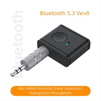 Autó Bluetooth adó-vevő készülék – 3,5 mm AUX port, Bluetooth 5.3, Modell B1, Tömeg 12 g