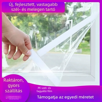 Téli ablakszigetelő függöny – PE, szélálló és meleg; nappali, hálószoba és étterem számára; modern minimalista stílus (Anyag: PE; Függöny típusa: PE ablakfüggöny; Tér: nappali/hálószoba/étterem)