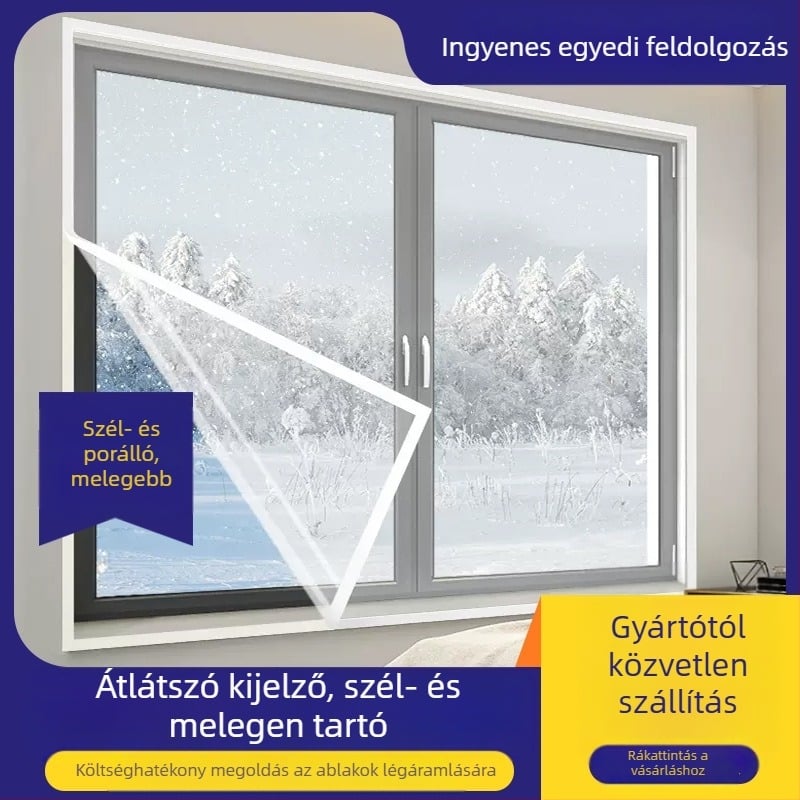 Téli ablakszigetelő függöny – PE, szélálló és meleg; nappali, hálószoba és étterem számára; modern minimalista stílus (Anyag: PE; Függöny típusa: PE ablakfüggöny; Tér: nappali/hálószoba/étterem)