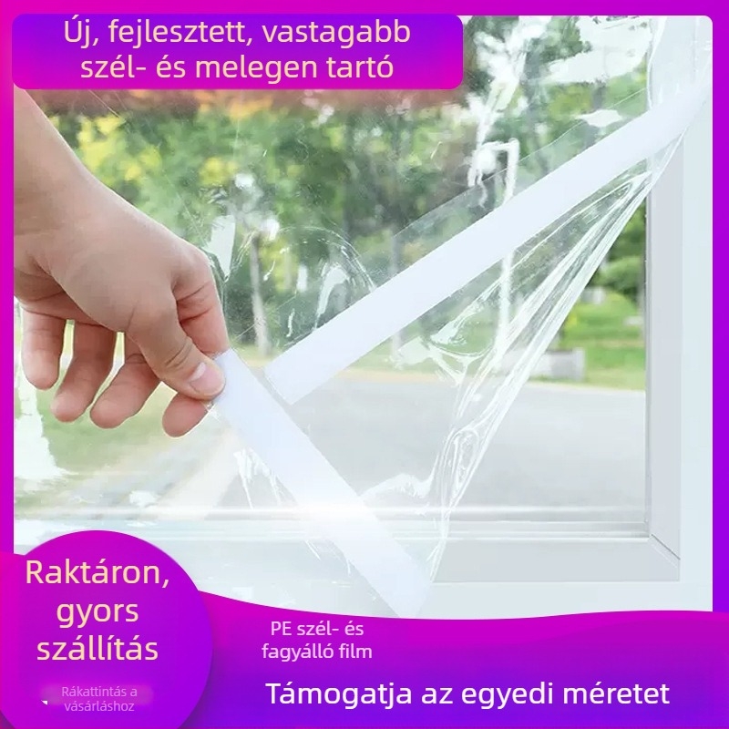 Téli ablakszigetelő függöny – PE, szélálló és meleg; nappali, hálószoba és étterem számára; modern minimalista stílus (Anyag: PE; Függöny típusa: PE ablakfüggöny; Tér: nappali/hálószoba/étterem)