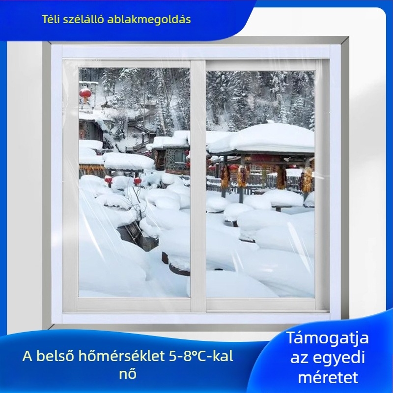 Téli ablakszigetelő függöny – PE, szélálló és meleg; nappali, hálószoba és étterem számára; modern minimalista stílus (Anyag: PE; Függöny típusa: PE ablakfüggöny; Tér: nappali/hálószoba/étterem)