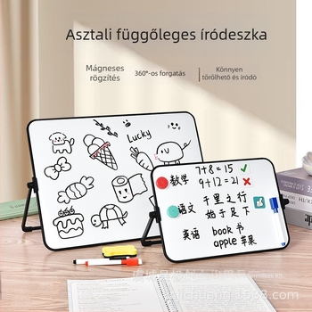 Kétoldalas fém írótábla íróasztalhoz – műanyag keret