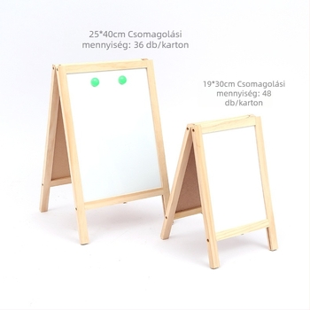 Fából készült, egyoldalas, törölhető reklámrajz tábla gyerekeknek, összecsukható