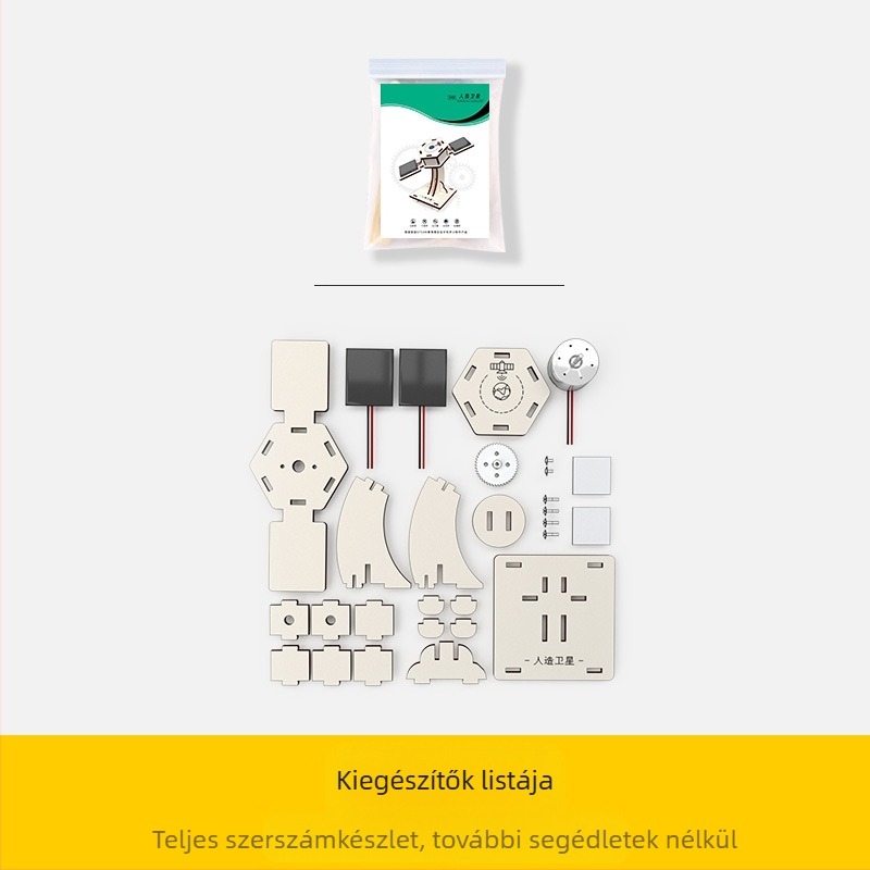 Fából készült tudományos oktatási játék DIY elektromos műholdkészlet tinédzsereknek 7–14 éveseknek