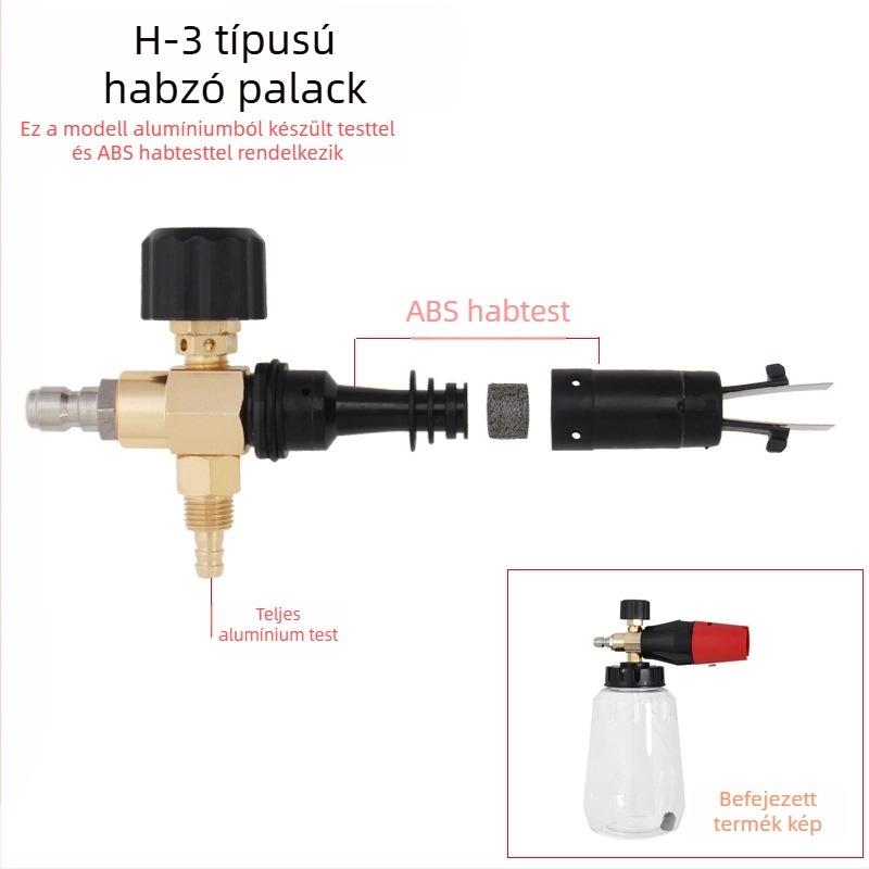 Magasnyomású habspray pisztoly ötvözet fejjel és ötvözet markolattal, 120 bar, permetezési távolság 10 m, súly 0,4 kg