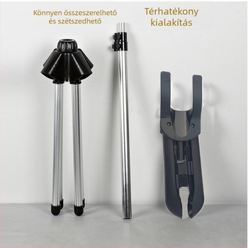 Textilgőzítő állvány, három részes készlet alumínium teleszkópos rúddal, négylábú alap és teleszkópos vasalódeszka rúd