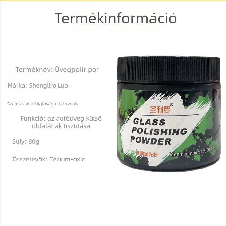 Sanliro autóüveg polírozó por – cerium-oxid alapú olajfilm eltávolító, eltávolítja a vízfoltokat, 3 éves lejárat, minőségstandard Q/GZHY 003-2025