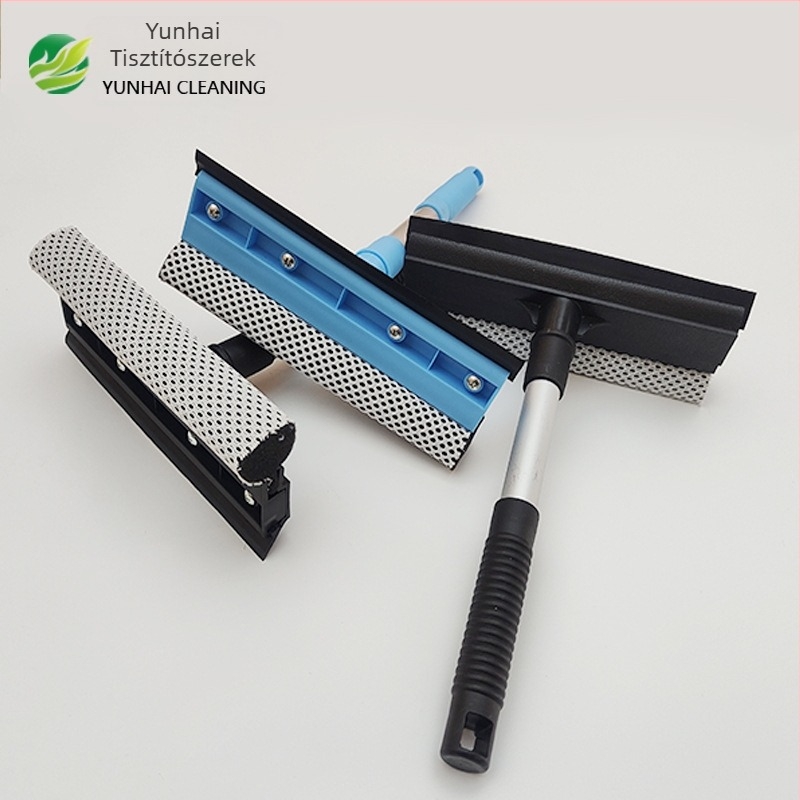 Kétoldalas ablaktisztító, hosszú nyéllel, leválasztható fej, műanyag ház