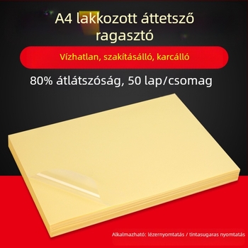 Áttetsző PVC öntapadós címkepapír UV bevonattal, vízálló és karcolásálló, tintasugaras és lézeres nyomtatáshoz alkalmas