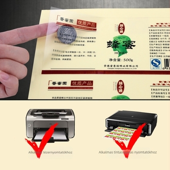 Áttetsző PVC öntapadós címkepapír UV bevonattal, vízálló és karcolásálló, tintasugaras és lézeres nyomtatáshoz alkalmas