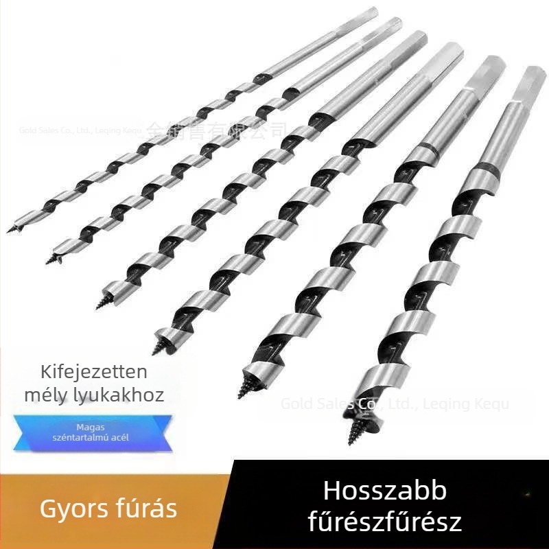 Kejie fabúvó fúró hosszú egyenes fogantyúval és hatszögű tengellyel mélyfuratokhoz, 230–460 mm hosszú, ajtózár furatokhoz