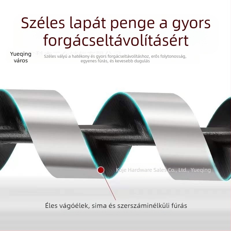 Kejie fabúvó fúró hosszú egyenes fogantyúval és hatszögű tengellyel mélyfuratokhoz, 230–460 mm hosszú, ajtózár furatokhoz