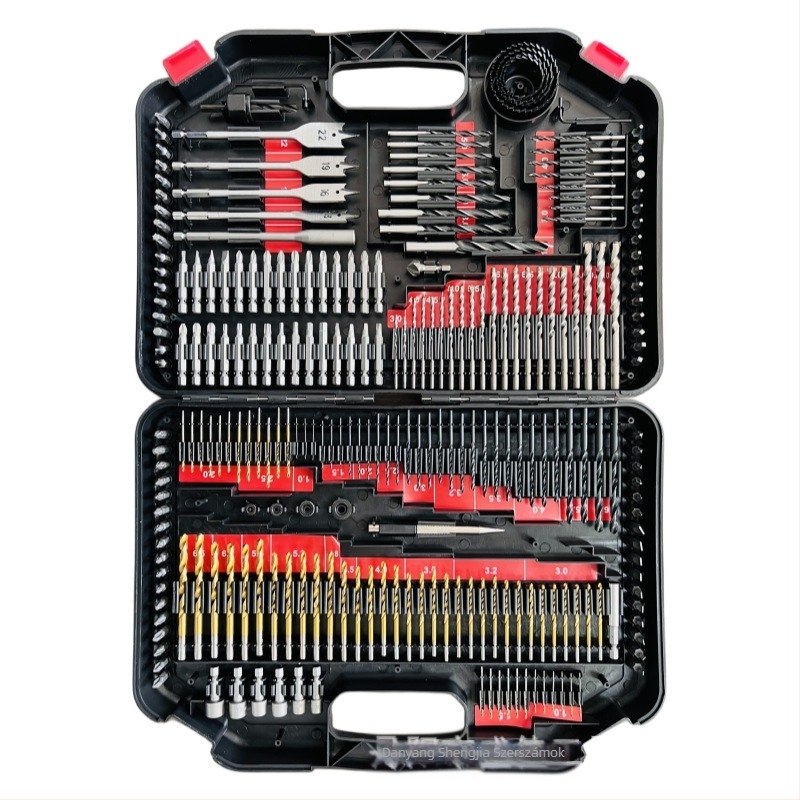 Sheng Jia 246-darabos fúrókészlet műanyag dobozban, színes címkékkel, háztartási használatra, metrikus/imperiális rendszer