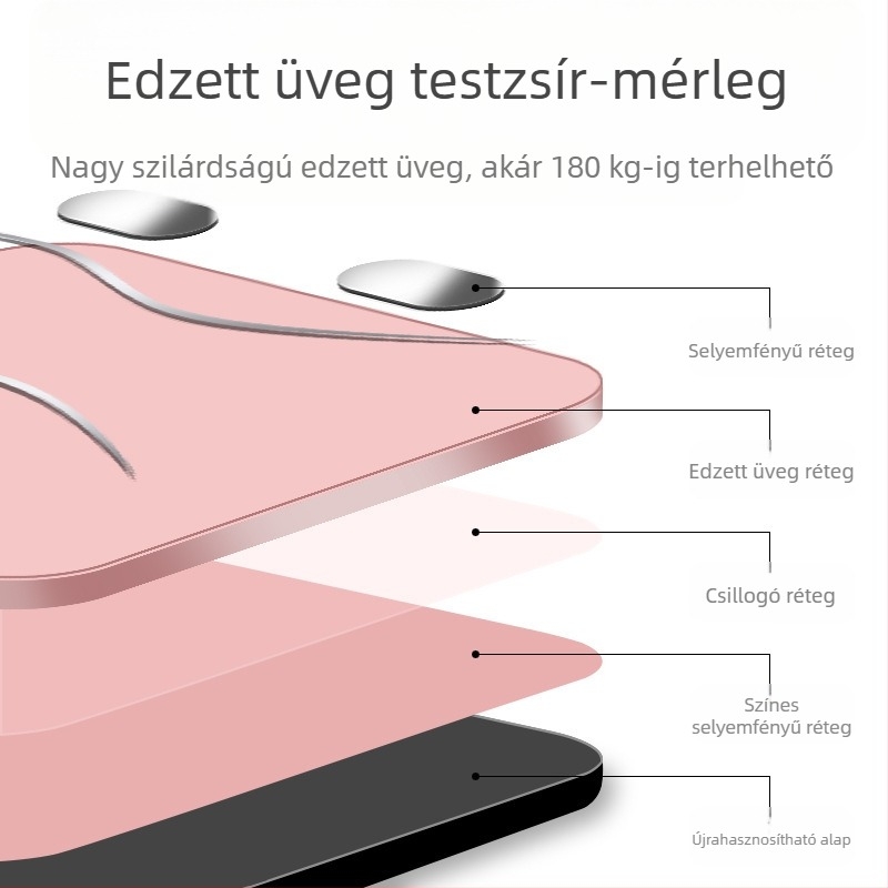 KAISO intelligens testzsírszámláló Bluetooth-kapcsolattal és alkalmazással, újratölthető elektronikus mérleg otthoni használatra, méri a testsúlyt, a testzsírt, a kalóriákat és a nedvességet, max. 180 kg