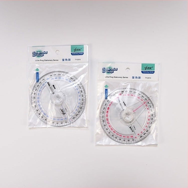 360°-os szögmérő mutatóval, átlátszó műanyag vonalzó centiméter-skálával, diákoknak és irodai használatra