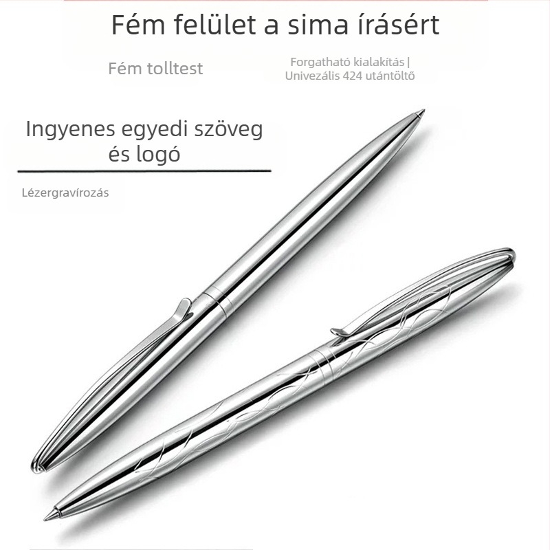 Forogó fém aláíró toll logó nyomtatással és testreszabással, ajándékba megfelelő.