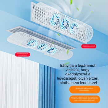 Falihoz szerelhető klímaberendezés légáram-irányítója – szélálló, irányítja a levegőáramot kondenzáció nélkül, energiatakarékos, minimalista dizájn, márka HUGTUNE
