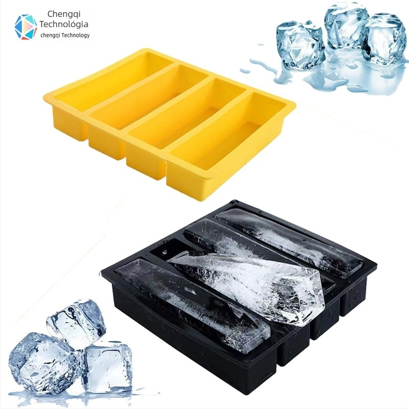 Szilikon jégkészlet 4 rekesszel, hosszú jégcsíkokhoz, könnyű kiemelés