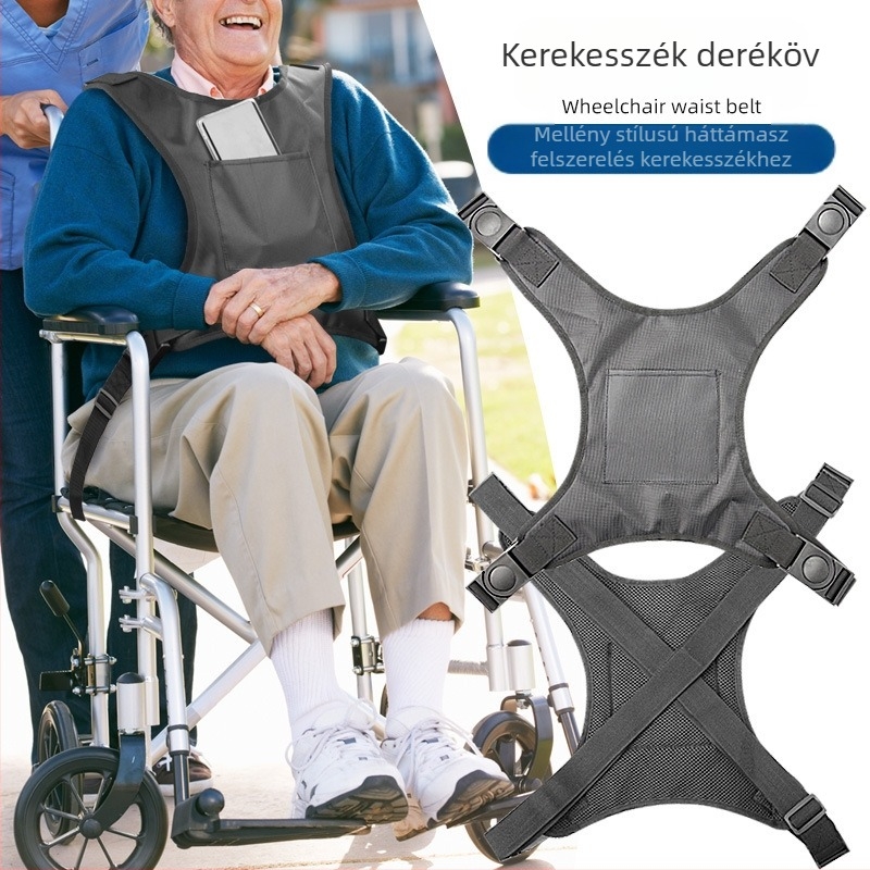 Mellény-stílusú kerekesszék deréköve esésvédővel, Oxford anyag, műanyag csat, nejlon szalag, felnőtteknek