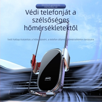 Autótelefon-tartó gravitációs rögzítéssel, univerzális illeszkedésű légkimenethez, háromszög alakú kerettel