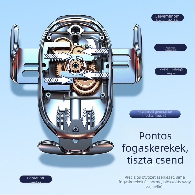 Autótelefon-tartó gravitációs rögzítéssel, univerzális illeszkedésű légkimenethez, háromszög alakú kerettel