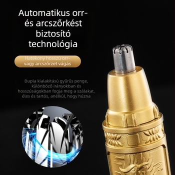 Orrszőrnyíró - újratölthető, kompakt, leválasztható mosható vágófej, beépített akkumulátor 300–500 mAh, üzemidő >30 nap