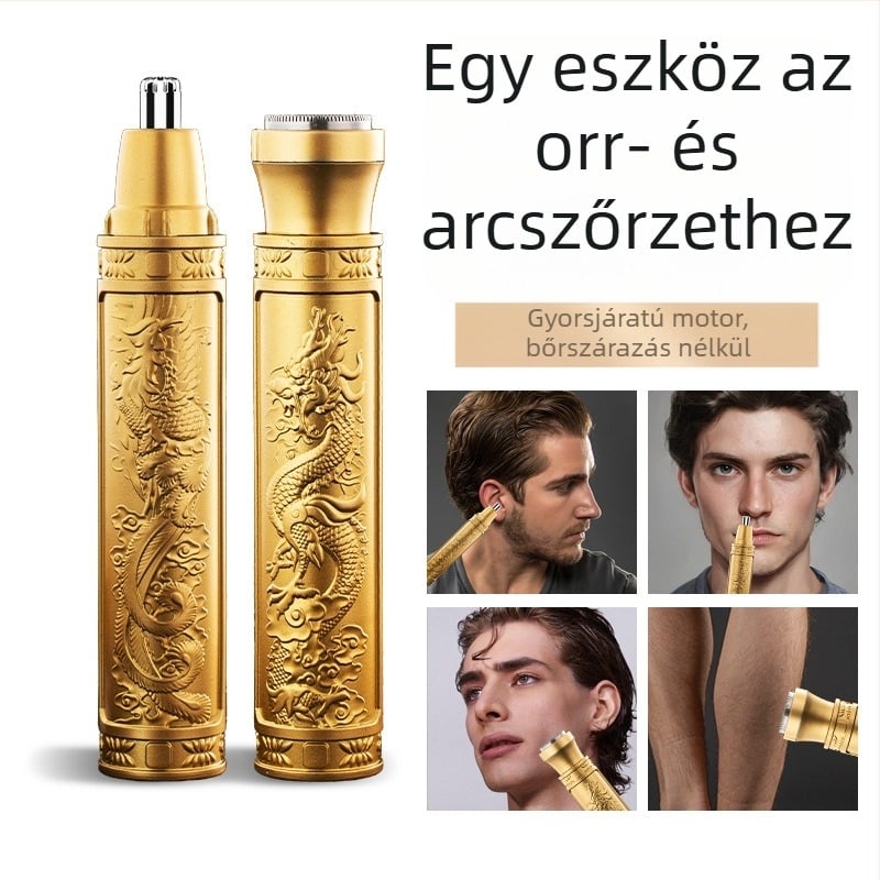 Orrszőrnyíró - újratölthető, kompakt, leválasztható mosható vágófej, beépített akkumulátor 300–500 mAh, üzemidő >30 nap