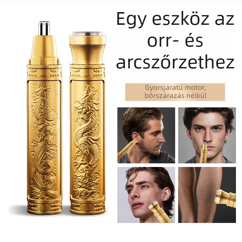 Orrszőrnyíró - újratölthető, kompakt, leválasztható mosható vágófej, beépített akkumulátor 300–500 mAh, üzemidő >30 nap