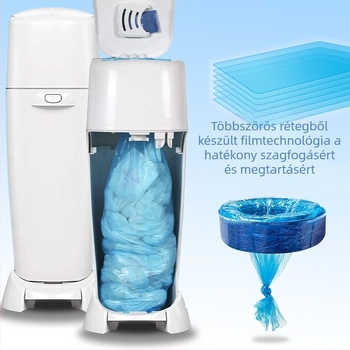 Pelenkás szemetes belső liner, szagálló LDPE, sík nyílású, 72 darab, Genie/Angelcare kompatibilis