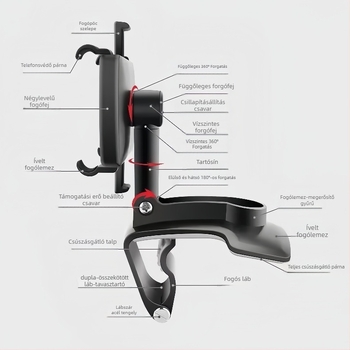 Autóba való telefon-tartó, univerzális, visszapillantó tükörhöz rögzíthető, nem újratölthető.