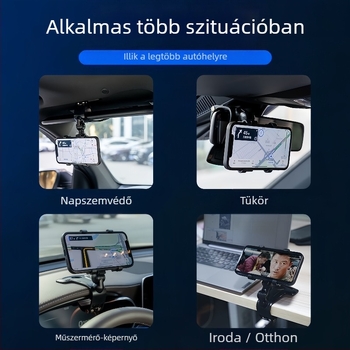 Autóba való telefon-tartó, univerzális, visszapillantó tükörhöz rögzíthető, nem újratölthető.