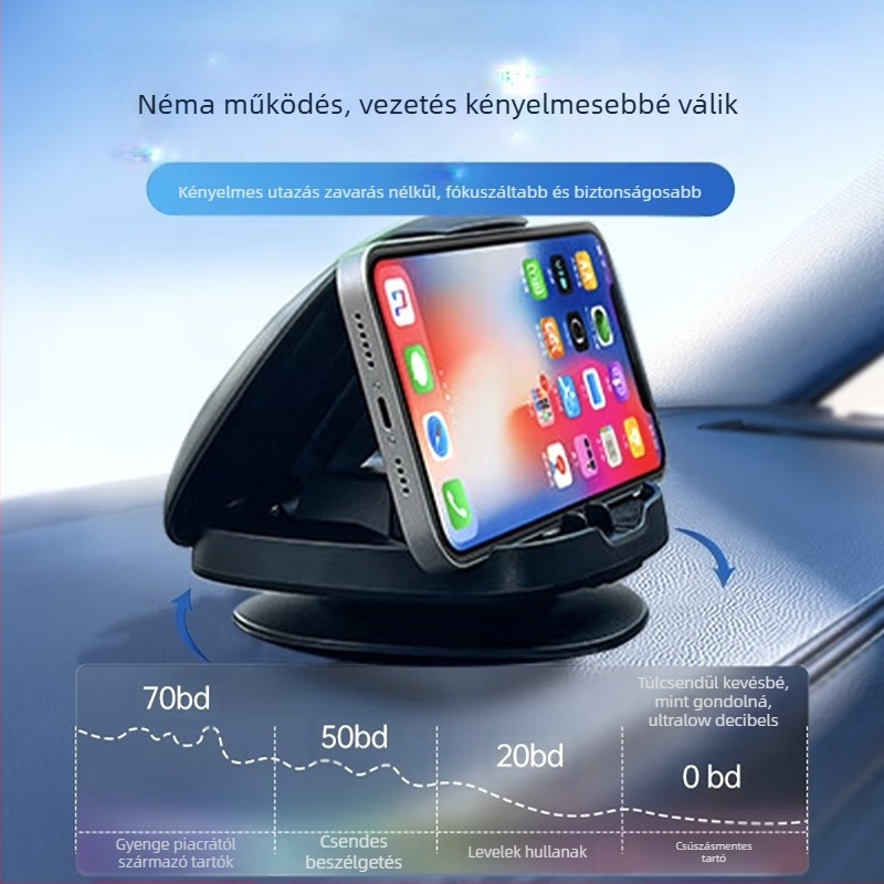 360°-os forgó autós telefon-tartó középső konzolhoz | Univerzális telefonokhoz | Modell F107 | Anyag: Műanyag