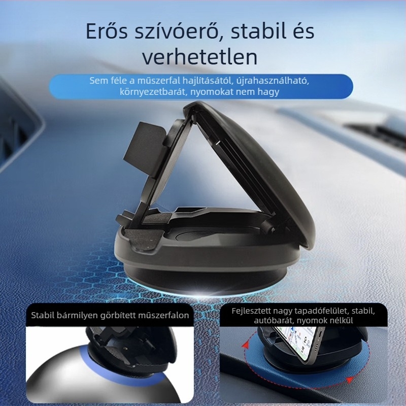 360°-os forgó autós telefon-tartó középső konzolhoz | Univerzális telefonokhoz | Modell F107 | Anyag: Műanyag
