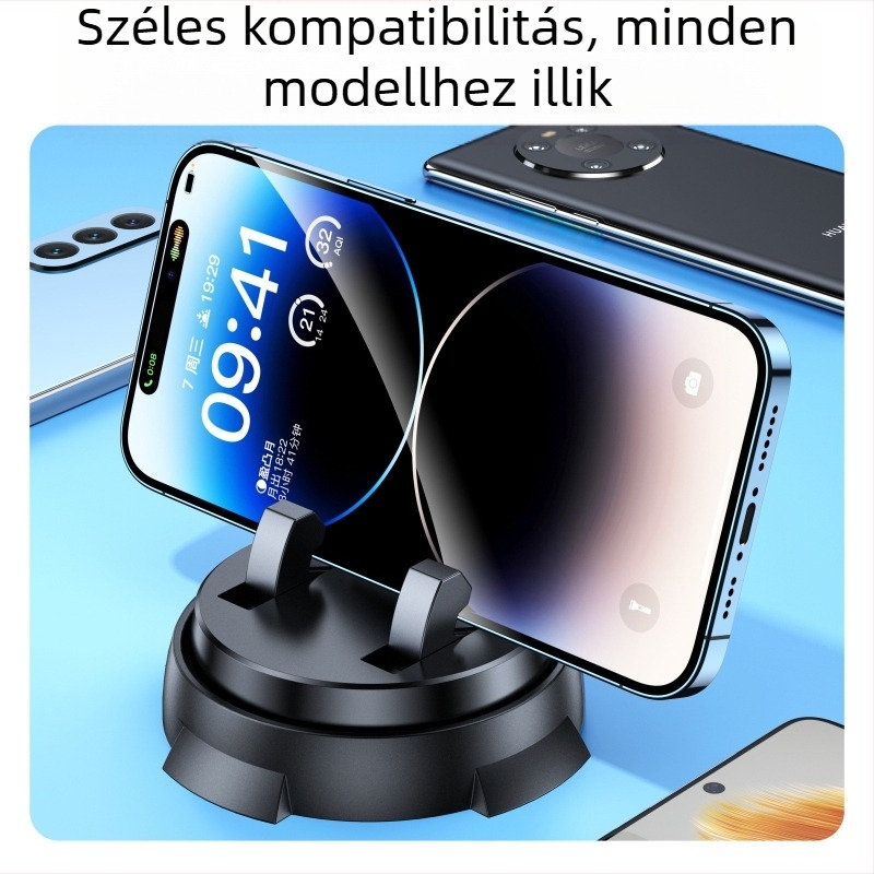 Autó műszerfalára szánt telefontartó Northern flash – erős szívóhatás, ragasztóval rögzítés, univerzális kompatibilitás, testreszabható