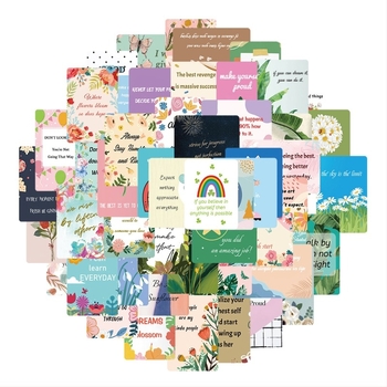 Painted Crow 52 darabos önadhéziós falmatrica készlet angol inspiráló idézetekkel — dekoratív kártyák hálószobába, szobába vagy kollégiumba