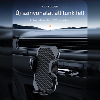 Autós telefon-tartó CD-porthoz, automatikus zárás, snap-on felszerelés, univerzális illesztés