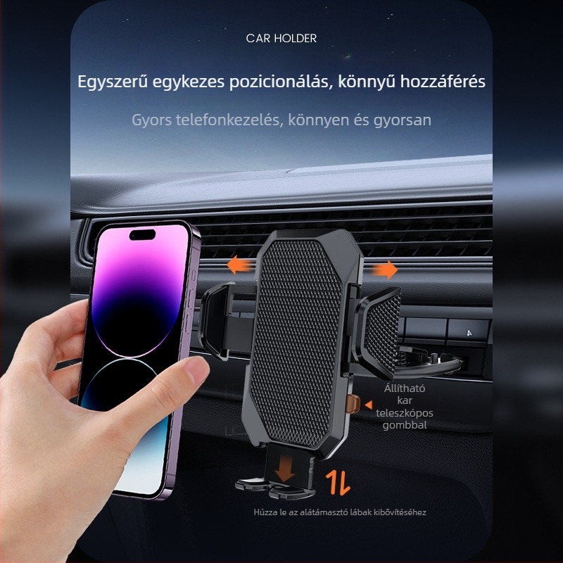 Autós telefon-tartó CD-porthoz, automatikus zárás, snap-on felszerelés, univerzális illesztés