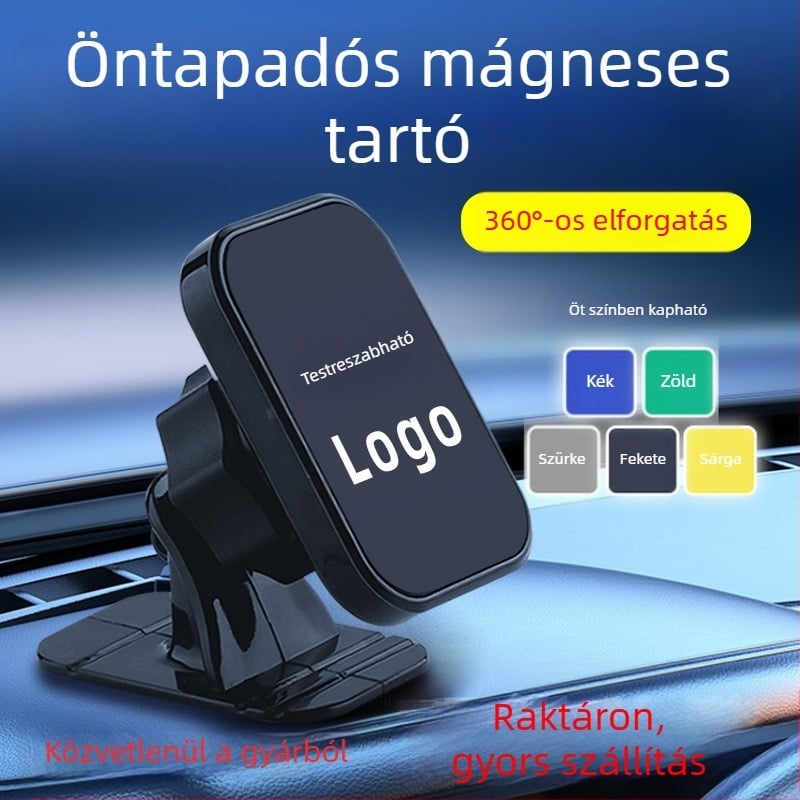 Mágneses autós telefontartó ragasztó alapú navigációhoz, univerzális, logó nyomtatható