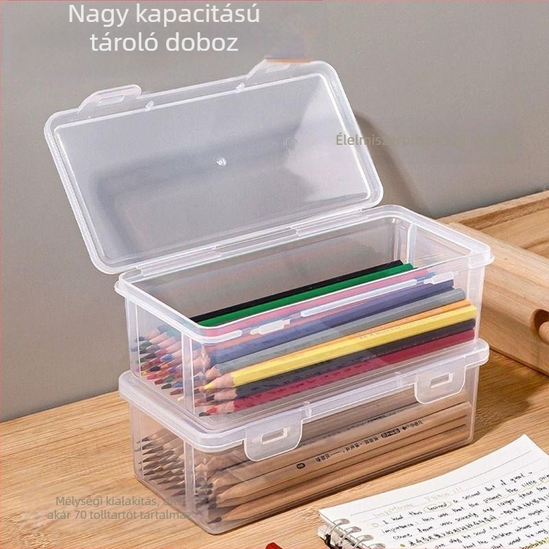 Műanyag ceruza- és krétatartó doboz, nagy kapacitású, gyerekeknek, logóval testre szabható