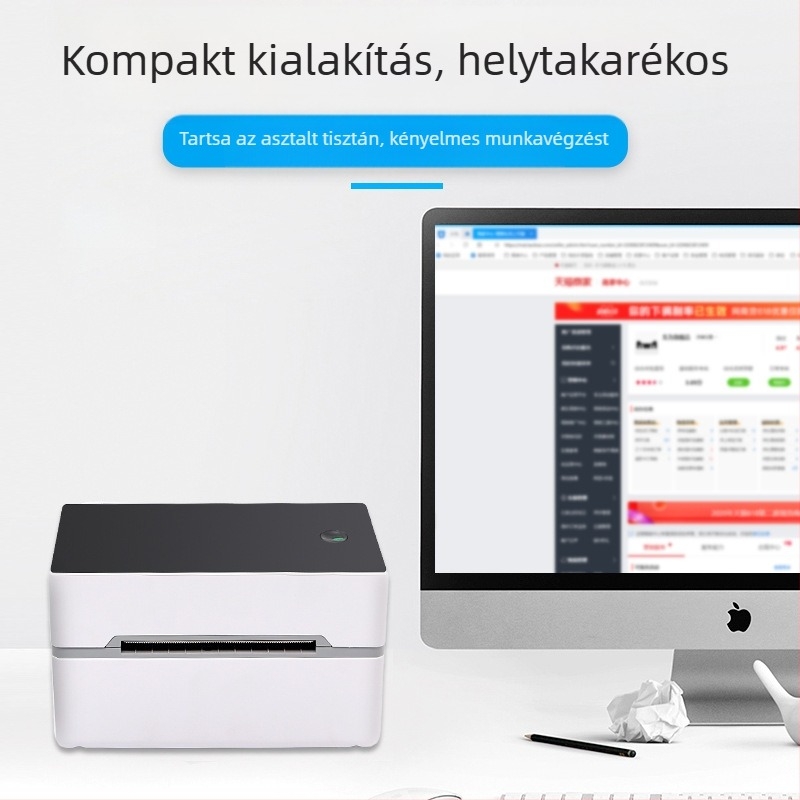 Komi TDL402 termikus címkenyomtató rendelésekhez, USB interfész, termikus papír, nyomtatási szélesség 40-80 mm, tömeg 0,52 kg, kompatibilis több nyomtatóalkalmazással