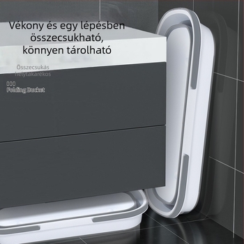 Összecsukható téglalap alakú felmosó vödör nyomó mechanizmussal, teherbírás több mint 10 kg, szárítási arány kevesebb mint 40%