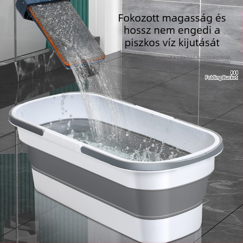 Összecsukható téglalap alakú felmosó vödör nyomó mechanizmussal, teherbírás több mint 10 kg, szárítási arány kevesebb mint 40%