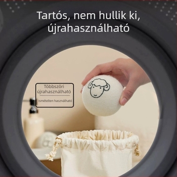 Gyapjú szárítólabdák mosógéphez, 6 darabos készlet, anyag: gyapjú, házi és kereskedelmi használatra