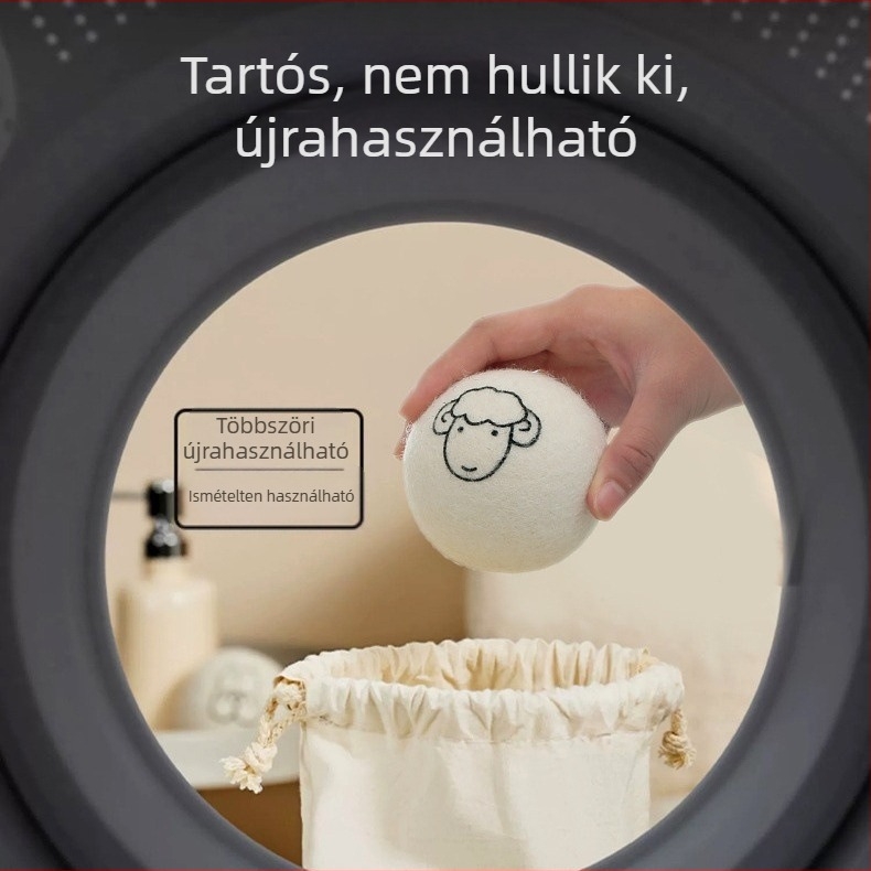 Gyapjú szárítólabdák mosógéphez, 6 darabos készlet, anyag: gyapjú, házi és kereskedelmi használatra