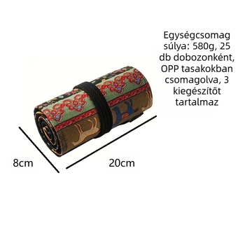 Olaj alapú színes ceruzák roll-tartóval és vászontáskával; ceruzák fából készült tokban