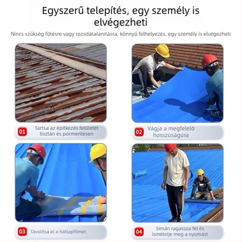 Öntapadós tetővízszigetelő membrán tetőfelújításhoz; rétegelt gum/plasztik anyag; vízálló 0,4 MPa, 2 órás impermeabilitás; konkáv-konvex felület; magas hajlítási, nyomási és szakítószilárdság.