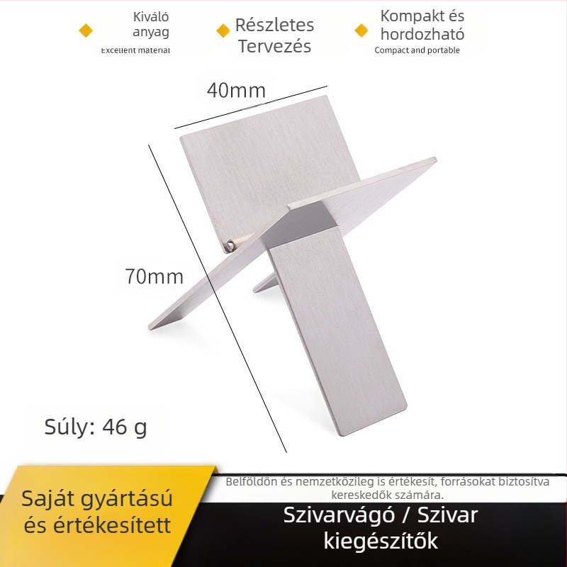 Szivar tartó, összecsukható, rozsdamentes acélból, egyszerű, hordozható dizájn