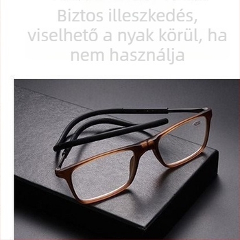 Olvasószemüveg gyanta lencsékkel, anti-kék fény, TR90 keret, négyszögletes forma, mágneses nyakpánt